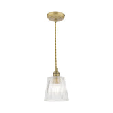 Laura Ashley Callaghan Pendant Antique brass Ribbed Glass